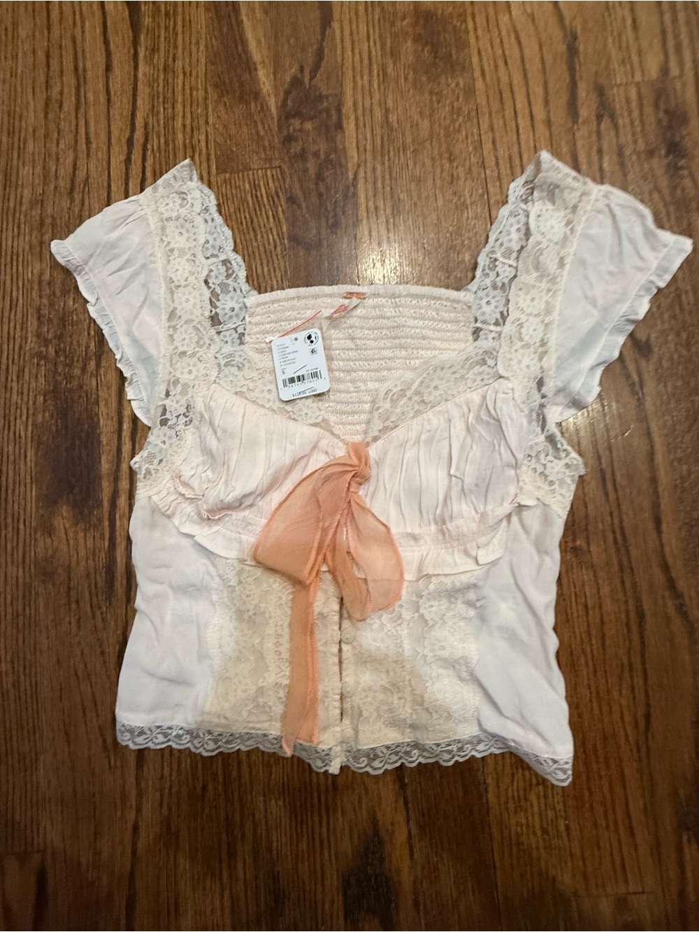 Free People Arlo Lace Too in Cream Pink - Picture 9 of 11